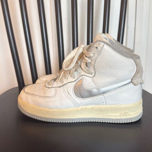 Nike Air Force 1 sculpt silver high top leather sneaker 7 - Picture 5 of 13